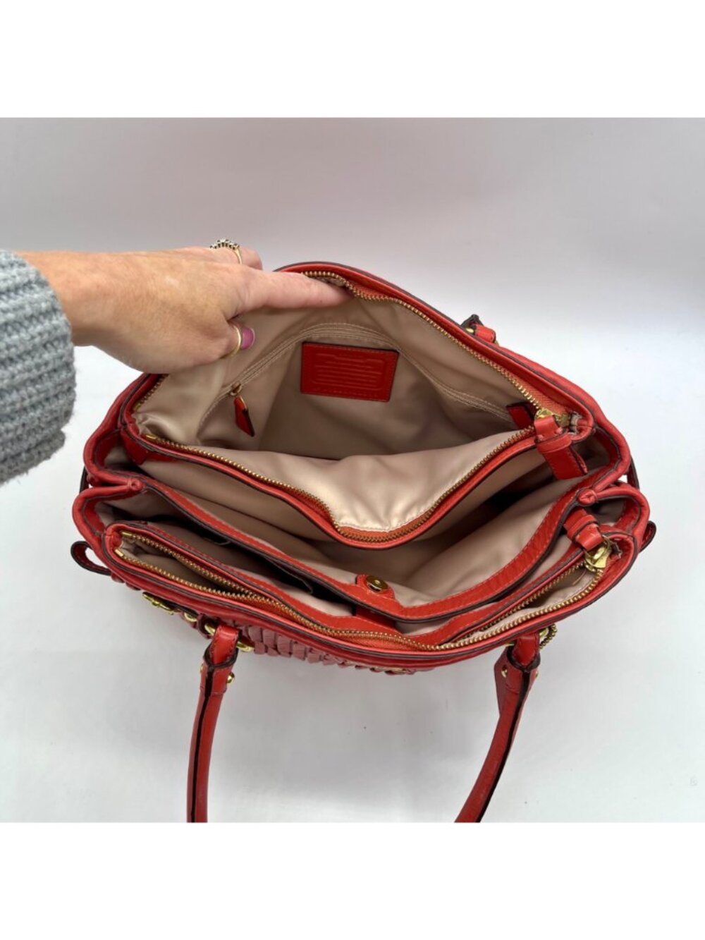 Coach Coral Gathered Leather Satchel Bag-22325 - Picture 10 of 12